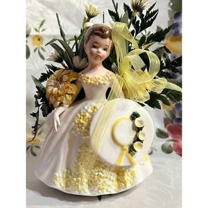 VINTAGE Lefton Ceramic Southern Belle w Flowers, 3138, Springtime